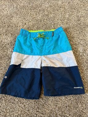 Gerry Weber Teal Gray Navy Colorblock Boys Swim Trunks